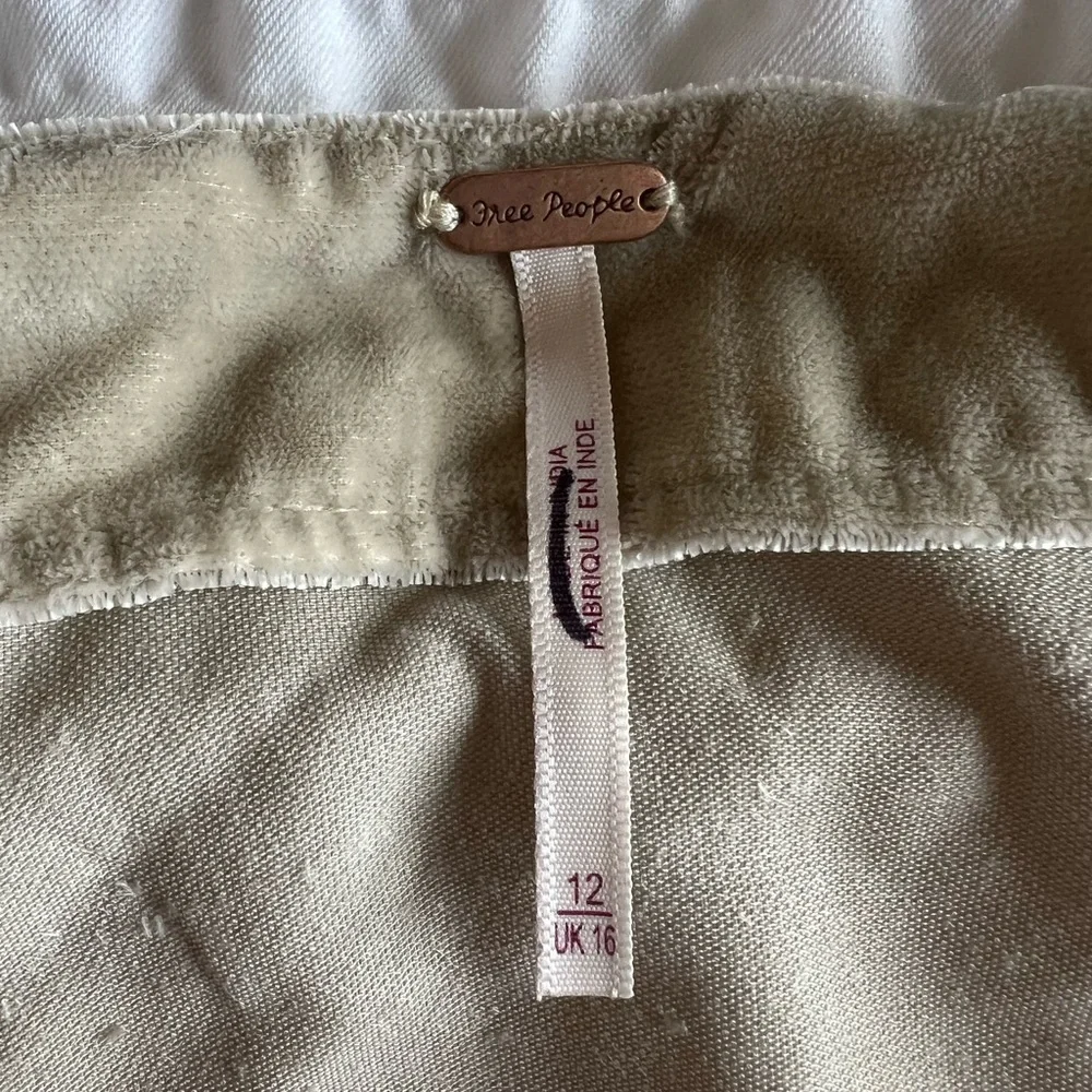 Free People Women's Annalise Velvet Mini Skirt‎ Oat Ivory Size 12